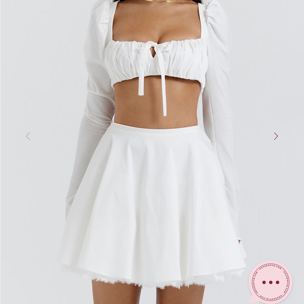 House of CB White Mini Skater Skirt